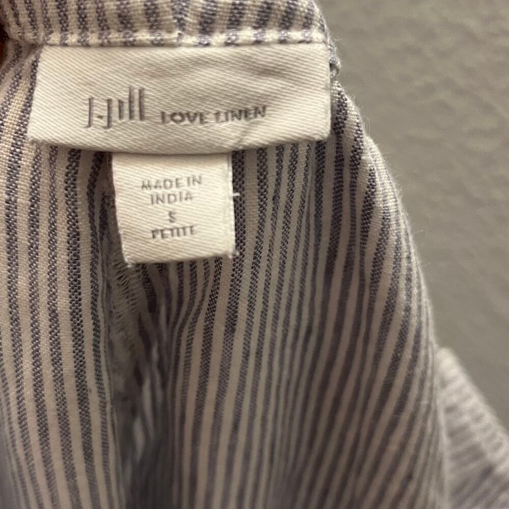 J Jill Love Linen Stripe Button Front Wide Leg Cropped Pants S Lagenlook Coastal - Picture 5 of 6